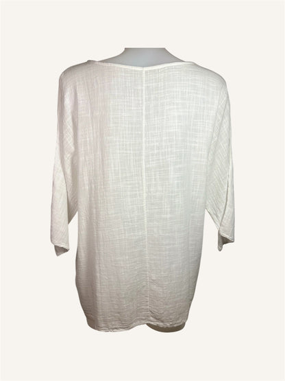 T-SHIRT BLANC À MANCHE MI-LONGUE