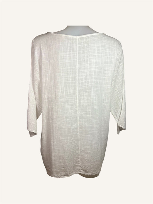 T-SHIRT BLANC À MANCHE MI-LONGUE